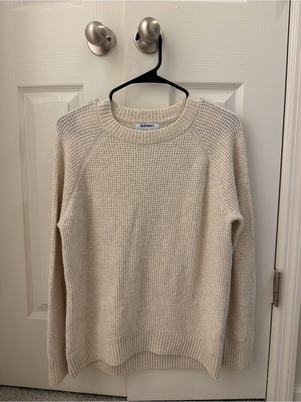 Old Navy Cream Waffle Knit Crewneck Sweater